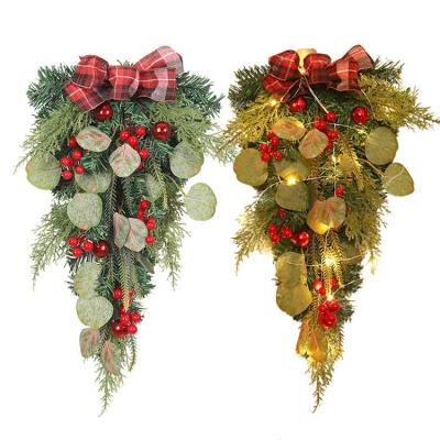 Christmas Wreath Front Door Christmas Wreaths with Red Berries Red Bowknot Spruce Branches Front Door Hanging Decorations for Winter Christmas Home Party Ornament good