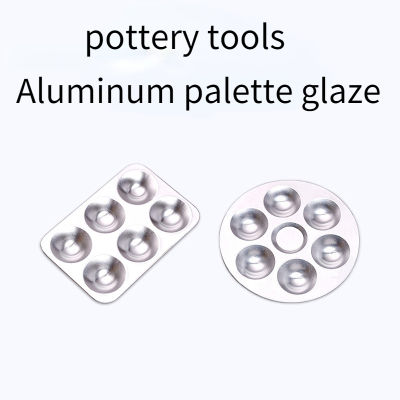 Pottery Tools Palette 6Grid Aluminum Glaze Pan Pigment Pan Toning Color Underglaze Painted Pottery Clay Glaze Pan
