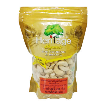 {Heritage}  Organic Raw Whole Cashew Nuts  Size 250 g.