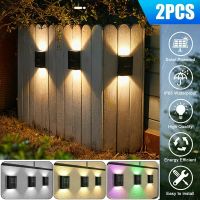 ▣ 2Pcs Solar LED Deck Lights Path Outdoor Waterproof Landscape Garden Patio Pathway Stairs Step Fence Balcony Solar Wall Lamp