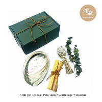 Aroma&amp;More -01 Mini gift set ชุดเซทไม้หอมพาโล ซานโต+ไวท์ เสจ+เปลือกหอยอะบาโลน ในกล่องของขวัญ