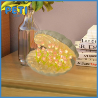 PETIHOME ใช้พลังงานแบตเตอรี่ เซรามิค DIY SHELL TULIP Night Light รูปร่างดอกทิวลิป ดอกไม้20ดอก ไฟบรรยากาศทิวลิป ของใหม่ ดอกไม้จำลอง ไฟกลางคืน LED สำหรับ3D ห้องนอนและห้องนอน