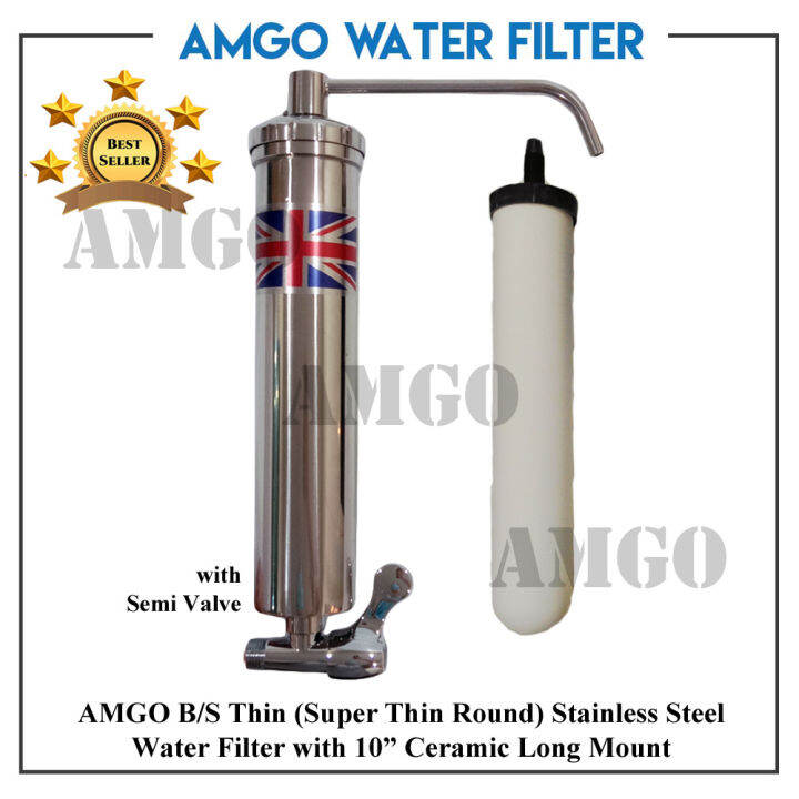 AMGO STAINLESS STEEL (S/S) SUPER THIN CERAMIC WATER FILTER SET BS Lazada