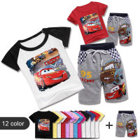 ชุดเสื้อยืด3-14Y Lightning McQueen เด็กผู้ชายเสื้อแขนสั้นสำหรับเด็กหญิงชุดกางเกงขาสั้นเสื้อผ้าเด็กสองชิ้น T059ฤดูร้อนหลวมสบายๆ