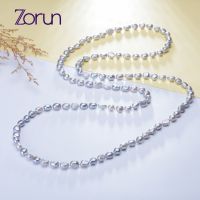 Zorun Real Natural Freshwater Pearl Sweater Chain  Necklace Jewelry 120CM 7-8Mm Classic Style  For Women New Design Good Sale