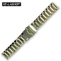 Velashop สายนาฬิกาสแตนเลสอย่างดี ขนาด 22 MM หัวตรง แบบบานพับกดข้าง  สายแบบตันคุณภาพดี พร้อมสปริงหัวสาย ฟรี !!!