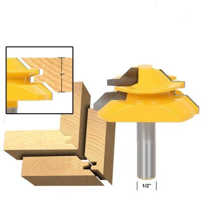 1Pc 45 Degree Lock Miter Router Bit 8Inch Shank Woodworking Tenon Milling Cutter Tool Drilling Milling For Wood Woodworking Tool