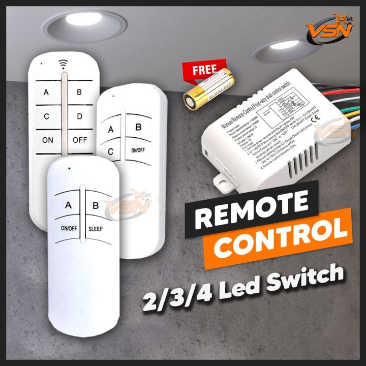 2/3 Ways ON/OFF 220V Wireless Digital Lamp Light RF Remote Control