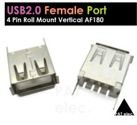 อะไหล่ พอร์ต ขั้วต่อ ตัวเมีย USB 2.0 Female Roll Mount Type A Vertical AF180 4 Pin Connectors USB Connector Jack Tail Plug Socket Terminals  P072