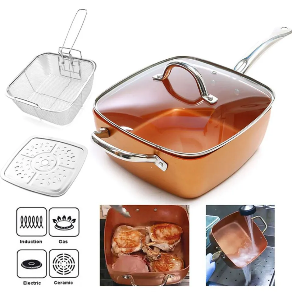 Red Copper Square Pan 5-Piece Set