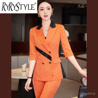 RYRYSTYLE 2023ใหม่กางเกงสูทมืออาชีพแขนยาวปานกลางสำหรับผู้หญิงเสื้อสูท8928สำหรับสัมภาษณ์