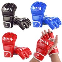 Half Finger Boxing Gloves for Men Women PU Leather MMA Fighting Kick Boxing Gloves Karate Muay Thai Training Workout Gloves