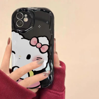 เคสลูกแมว KT น่ารักสำหรับ Iphone 15 14 13 11 12 Pro Max Plus Mini X XR XS Max ฝาหลังซิลิโคนนิ่มลายการ์ตูน