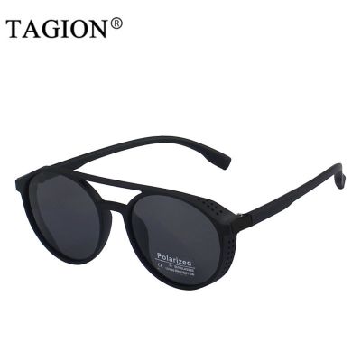 TAGION ผู้ชายผู้หญิงสตีมพังก์แว่นกันแดดโพลาไรซ์กลมแว่นตาแบรนด์ดีไซเนอร์แว่นตาสำหรับขับรถ Oculos De Sol เฉดสี UV400 5109