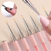 Professional Nail Art Brushes Nail Line Brush Pink UV Gel Painting Pen Carved Nail Art Liner 3D Rhinestones Brush for Manicure Artist Brushes Tools