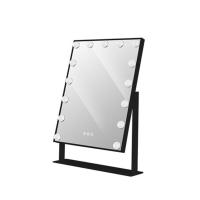 LED Live Mirror 15 Lights Standing Folding Vanity Mirror Compact Cosmetic Mirror with Touch Dimmer Switch