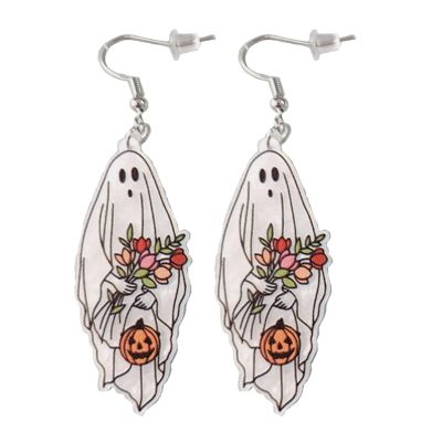 น่ารัก Ghost Dangle ต่างหูผู้หญิงแฟชั่นอะคริลิค Drop ต่างหูสำหรับ Creative Unique ต่างหูเครื่องประดับ Halloween Gift