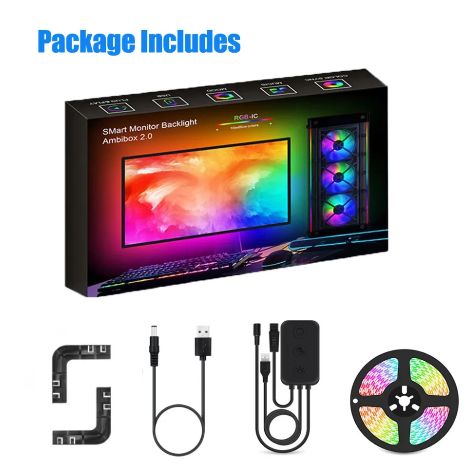 USB Smart Ambient Led PC Backlight Gaming Computer Monitor Sync Screen  Color For Windows