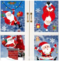 【LZ】◘✆  Christmas Santa Claus Elk Wall Stickers Window Decor Merry Christmas Decor for Home Xmas Gifts Happy New Year 2023 Natal Pendant