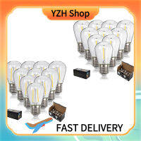 YZH ไฟ LED S14 1W 2W หรี่แสงได้,หลอดไฟเปลี่ยนสายไฟกลางแจ้งพลาสติก LED ฐานสกรูขนาดกลางหลอดเอดิสัน10ชิ้น