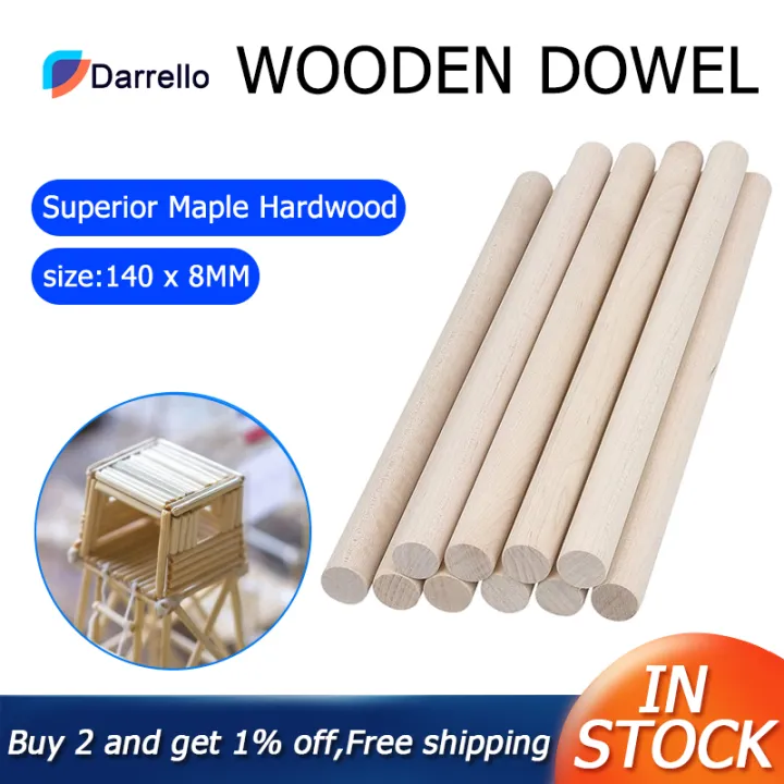 50Pcs Wooden Dowel Rods Unfinished Wood Dowels, Solid Hardwood Sticks