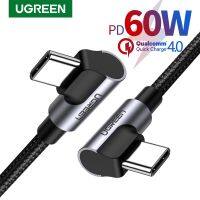 [KOLT Digital] Ugreen 60W PD USB Type C ถึง Type USB C Cable สำหรับ Samsung 90 Degree Quick Charge 4.0 Fast Cable สำหรับ Macbook Pro Data Wire Cord