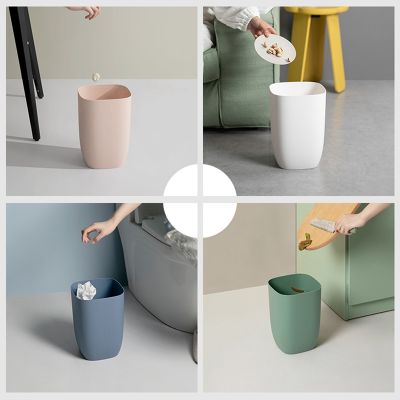 Bathroom Trash Bin Small Office Can Plastic Waste Paper Rubbish Bin Modern Bin for Bathroom Bedroom Living Room