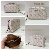 กระเป๋าเครื่องสำอางค์ Coach 528 Boxy Cosmetic Case With Horse And Carriage Print Cream Beige Multi ของแท้