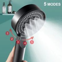 5 Modes Black Shower Head Water Saving High Pressure Shower Massage Nozzle Multifunction Spa Showerhead Bathroom Accessories