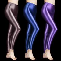 2020เซ็กซี่ซาติน Glossy Leggings กางเกง Glitter ถุงน่องเงาญี่ปุ่นข้อเท้าความยาวกางเกงสูงเอว Tights ผู้หญิงกางเกงโยคะ