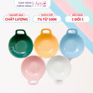 Bát Sứ Ăn Dặm Có Quai Hình Chảo Ấm Baby Chịu Nhiệt Độ Cao 75Ml An Toàn Cho