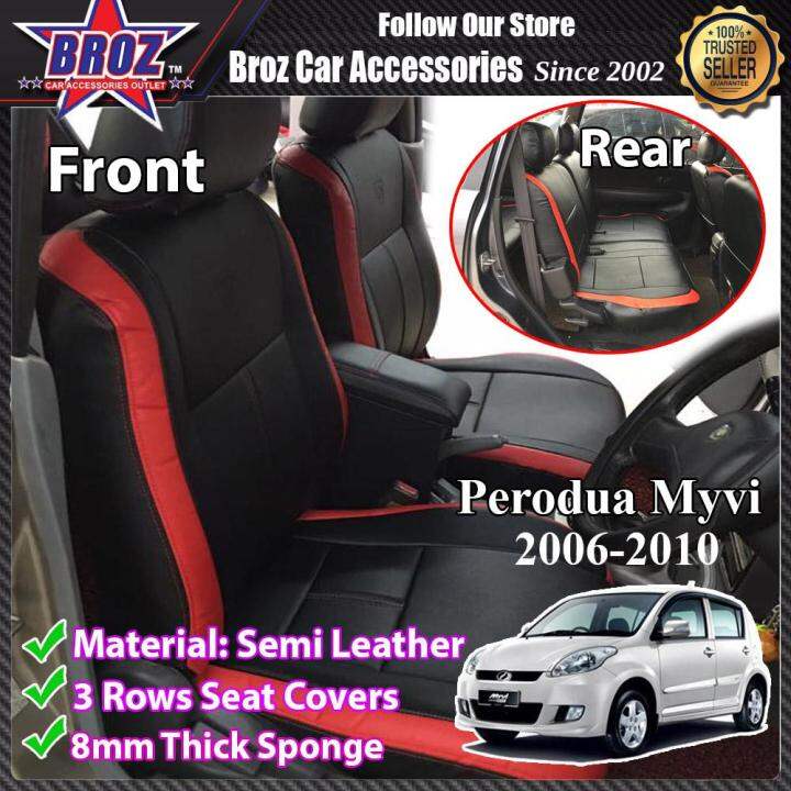 Broz Car Seat Cover Case Semi Leather Red Black Myvi Old Car Cushion