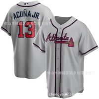 ₪๑ Warriors 13 gray fans baseball jersey MLB Braves Acuna Jr. Jersey on behalf of