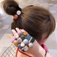 Wide Rubber Hair Band Candy Color Beads Hair Ties Elastic Hair Bands Hair Rope Scrunchies Ponytail Holders