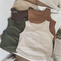 COD dsfgerrety Soft Waxy Comfortable Korean Style Childrens Cotton Vest Unisex Men Women Baby Mori Round Neck Outer Wear Sleeveless T-Shirt Summer