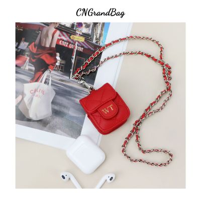 Customized Stitched PU Leather Mini Lanyard Bag for Airpods 1 2 pro 4 Bluetooth Wireless Earphone Sleeve for Airpods