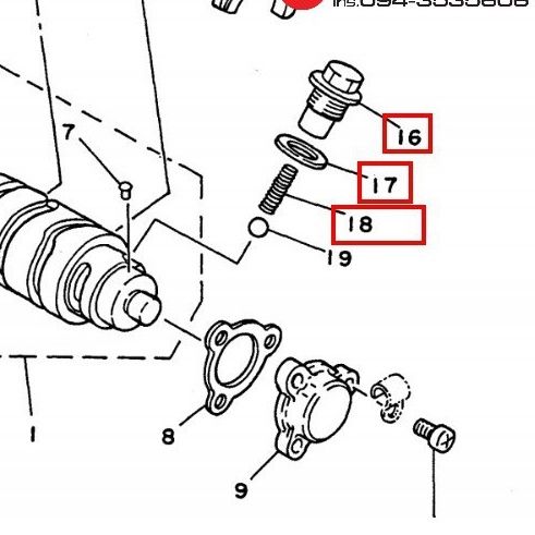 สินค้า-yamaha-oil-drain-plug-shifter-tension-bolt-โบ๊ลท์-ตั้งเกียร์-แหวนรอง-และสปริง-rx100-rxs-rxk-dt125-dt250-rt125