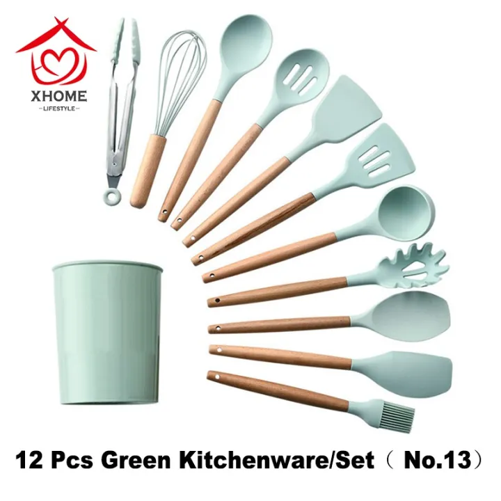 XHOME 12pcs Silicone Cookware Set NonStick Cooking Tools Sets Cooking
