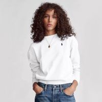 Autumn and winter pure cotton round neck loose pullover long sleeve solid color rl embroidery pony logo ladies sports leisure sweater 【BYUE】