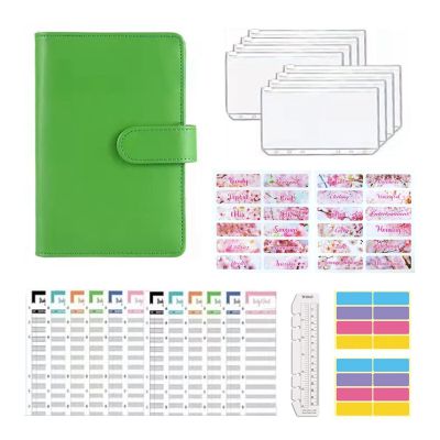 A6 PU Leather Binder Budget Planner Organizer, with Budget Sheets ,Zipper Pockets,Saving Cash Envelopes System