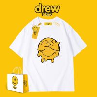 S-5XLเสื้อยืดแขนสั้นพิมพ์ลาย Drew Star With Same Smiley Face สไตล์ยุโรปและอเมริกาสําหรับผู้หญิงสีขาว
 S-5XL