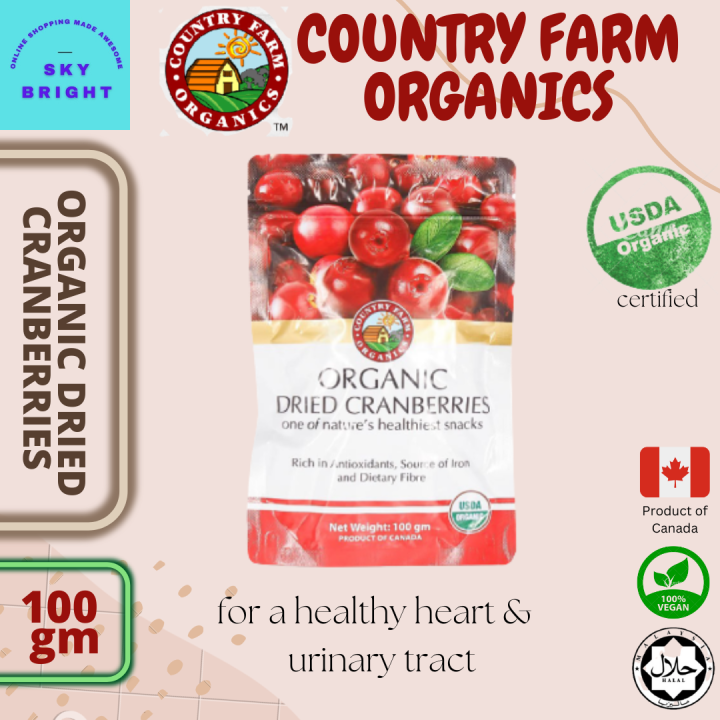 Organic Natural Sweet & Sour Dried Cranberries 100g [Canada Import