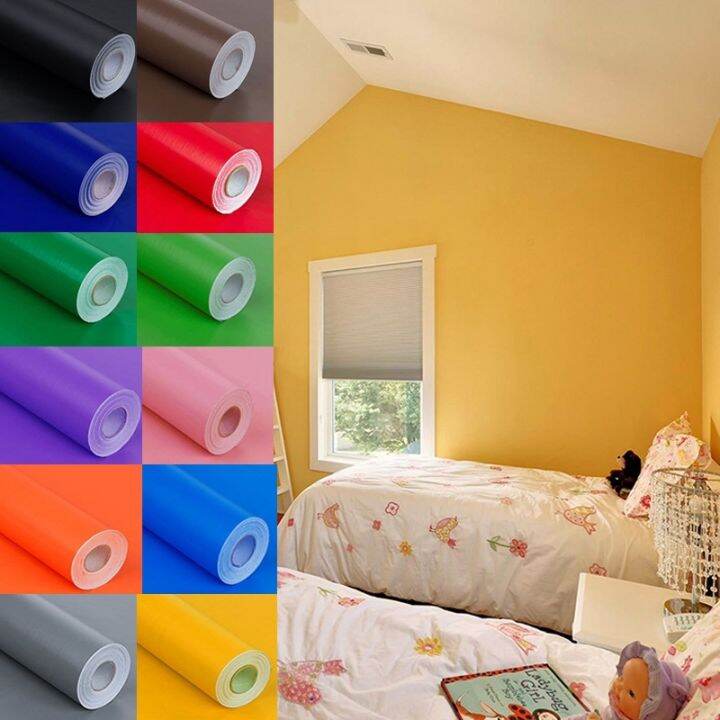 PVC solid color wallpaper plain selfadhesive bedroom furniture