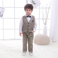 [COD] Cross-border childrens wholesale first-hand source British three-piece clothes baby boy spring and autumn long-sleeved suit