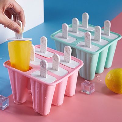 4/ 6 Cell Silicone Ice Cream Popsicle Mold with Handle Ice Cream Mold Summer Childrens Ice Cream Maker Ice Cube Tray Mold Ice Maker Ice Cream Moulds