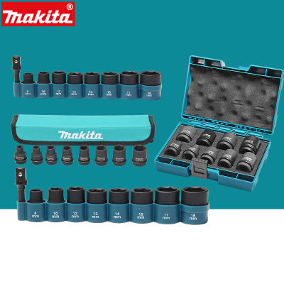 Makita ชุดหัวแขนสั้นรวมประแจไฟฟ้าถุงมือหลอดเมตริก 12.5 มม. สี่เหลี่ยม 1/2 ขนาดใหญ่บินหกเหลี่ยมด้านนอก