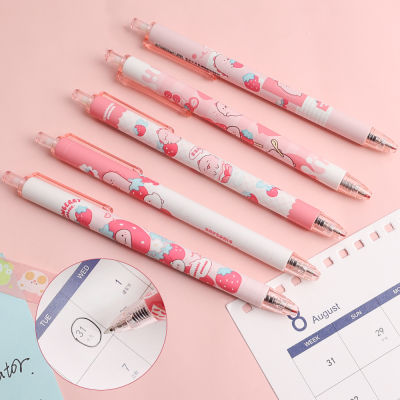 【Free Shipping】ปากกาหมึกซึมอัดลายพีชสีชมพูน่ารักการ์ตูนเกาหลีขนาด0.5มม. อุปกรณ์เขียนปากกาเจลนักเรียน