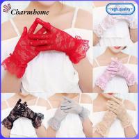 CHARMHOME ฤดูร้อน งานแต่งงาน ครีมกันแดด ถุงมือปาร์ตี้ ถุงมือลูกไม้ ถุงมือเจ้าสาวสีขาว ลายดอกกุหลาบ