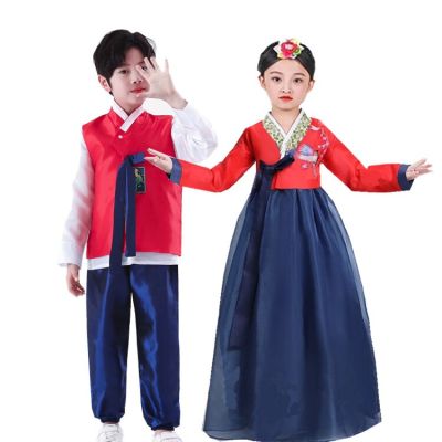 Kostum Pria dan Wanita Pakaian Tradisional Anak-Anak Korea Anak Peremprian Meningkatkan Hanak Laki-Laki Bayi Pakaian Anak-Anak เกาหลี