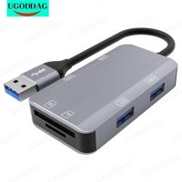 ตัวแปลงแบบหลายพอร์ตฮับ USB ประเภท C พร้อมพอร์ตข้อมูล USB-A 5Gbps 3 USB 2.0 Sd/ บัตร TF แผงตัวอ่านสำหรับแล็ปทอปแมคบุ๊ค Surface Pro